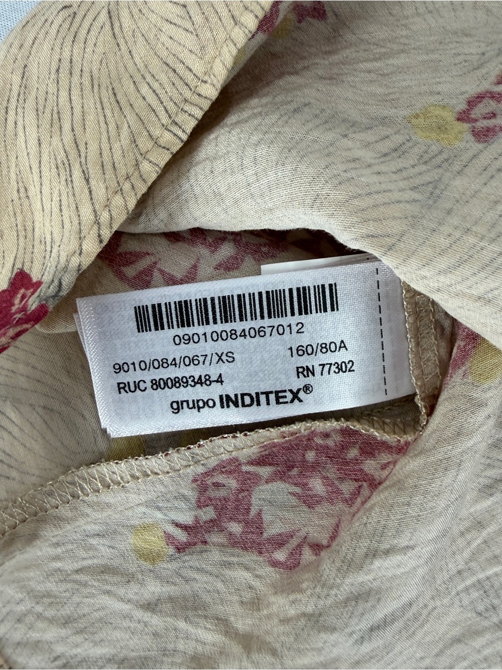 NWT Zara Floral Wrap Tie Blouse Top XS Beige Red Long Sleeve Linen Blend Boho - Picture 8 of 11